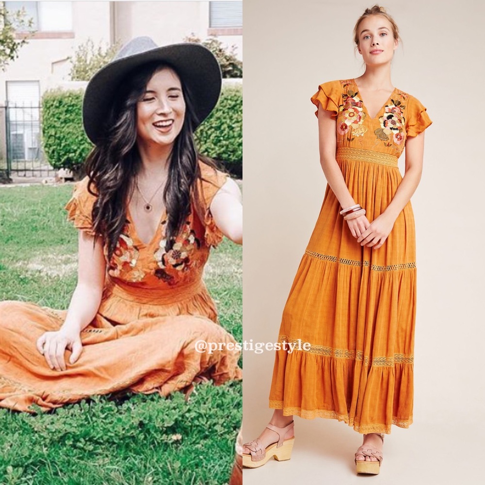 Anthropologie Sunshine Embroidered Maxi Dress - Picture 4 of 15